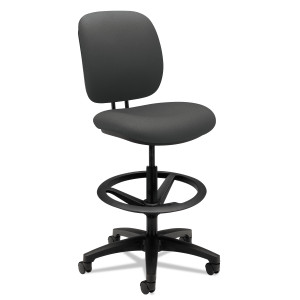 HON ComforTask Task Stool, Adjustable Footring, Supports Up to 300 lb, 22" to 32" Seat Height, Iron Ore Seat/Back, Black Base (HON5905CU19T) View Product Image