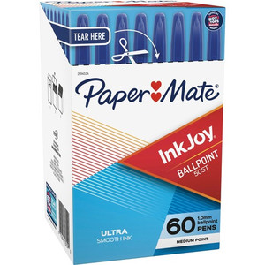 Paper Mate InkJoy Ballpoint Pen - 1 mm Medium, Ultra Smooth Pen Point - Blue Ink - Oil Based - Clear Plastic Barrel Product Image 