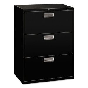HON Brigade 600 Series Lateral File, 3 Legal/Letter-Size File Drawers, Black, 30" x 18" x 39.13" View Product Image