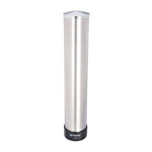 San Jamar Large Water Cup Dispenser with Removable Cap, For 12 oz to 24 oz Cups, Stainless Steel Product Image 