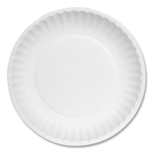 AJM Packaging Corporation White Paper Plates, 6" dia, 100/Pack, 10 Packs/Carton Product Image 