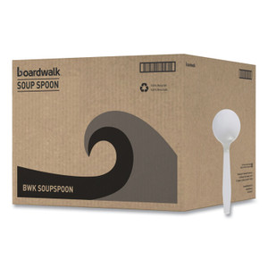 Boardwalk Mediumweight Polystyrene Cutlery, Soup Spoon, Plastic, White, 1,000/Carton Product Image 