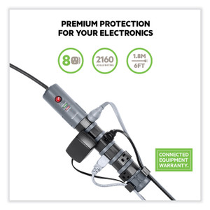 Belkin Pivot Plug Surge Protector, 8 AC Outlets, 6 ft Cord, 1,800 J, Black Product Image 