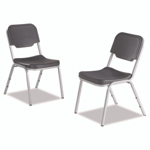 Iceberg Rough n Ready Stack Chair, Supports Up to 500 lb, 17.5" Seat Height, Charcoal Seat, Charcoal Back, Silver Base, 4/Carton Product Image 