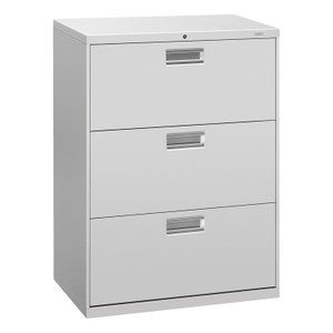HON Brigade 600 Series Lateral File, 3 Legal/Letter-Size File Drawers, Light Gray, 30" x 18" x 39.13" View Product Image