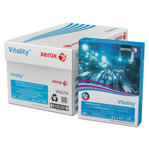 xerox Vitality 30% Recycled Multipurpose Paper, 92 Bright, 20 lb Bond Weight, 8.5 x 11, White, 500/Ream Product Image 