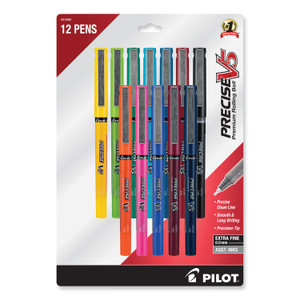 Pilot Precise V5 Rollerball Pen, Stick, Fine 0.5 mm, Assorted Ink and Barrel Colors, Dozen Product Image 