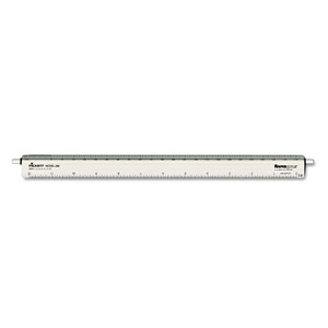 Chartpak Adjustable Triangular Scale Aluminum Architects Ruler, 12" Long, Silver Product Image 