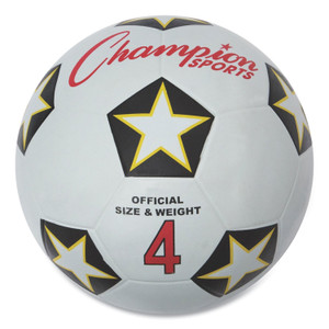 Champion Sports Rubber Sports Ball, For Soccer, No. 4 Size, White/Black Product Image 