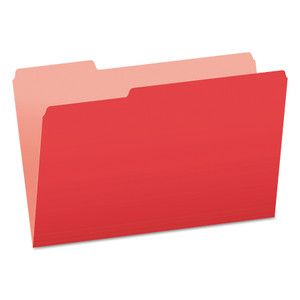 Pendaflex Colored File Folders, 1/3-Cut Tabs: Assorted, Legal Size, Red/Light Red, 100/Box Product Image 