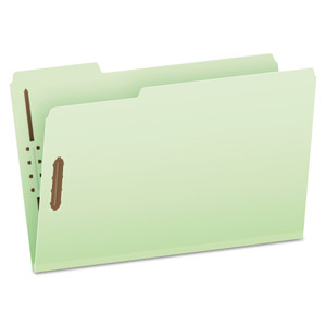 Pendaflex Heavy-Duty Pressboard Folders with Embossed Fasteners, 1/3-Cut Tabs, 3" Expansion, 2 Fasteners, Legal Size, Green, 25/Box Product Image 
