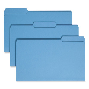 Smead Colored File Folders, 1/3-Cut Tabs: Assorted, Legal Size, 0.75" Expansion, Blue, 100/Box Product Image 