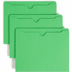 Smead Colored Straight Tab Cut Letter Recycled File Jacket - 8 1/2" x 11" - 11 pt. - 2 Plys - Green - Slip Resistant, Reinforced Tab Product Image 