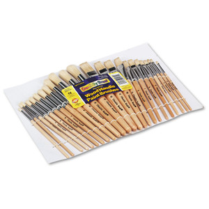 Creativity Street Preschool Brush Set, Sizes 1-12, Natural Bristle, Flat; Round Profiles, 24/Set Product Image 