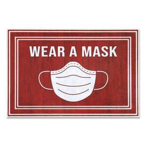 Apache Mills Message Floor Mats, 24 x 36, Red/White, "Wear A Mask" View Product Image