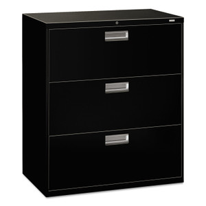 HON Brigade 600 Series Lateral File, 3 Legal/Letter-Size File Drawers, Black, 36" x 18" x 39.13" View Product Image