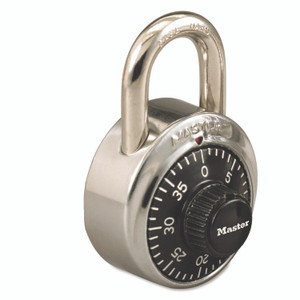 Master Lock Combination Stainless Steel Padlock, 1.87" Wide, Black/Silver Product Image 