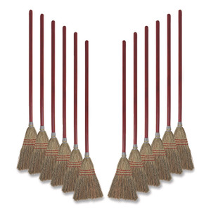 Boardwalk Corn Fiber Lobby/Toy Broom, Corn Fiber Bristles, 39" Overall Length, Red, 12/Carton Product Image 