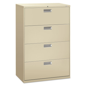 HON Brigade 600 Series Lateral File, 4 Legal/Letter-Size File Drawers, Putty, 36" x 18" x 52.5" (HON684LL) View Product Image