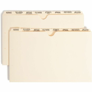 Smead Recycled File Jacket - 14 3/8" x 9" - 11 pt. - Manila - Tab Divider, Divider, Punched, Preprinted - 10% Recycled Product Image 