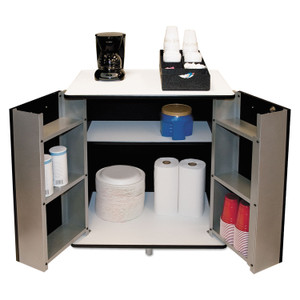 Vertiflex Refreshment Stand, Engineered Wood, 9 Shelves, 29.5" x 21" x 33", White/Black Product Image 