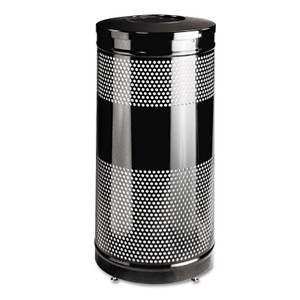 Rubbermaid Commercial Classics Perforated Open Top Receptacle, 25 gal, Steel, Black Product Image 