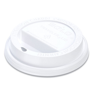 SOLO Traveler Cappuccino Style Dome Lid, Fits 10 oz Hot Cups, Plastic, White, 100/Pack, 10 Packs/Carton Product Image 