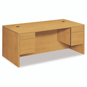 HON 10500 Series Double 3/4-Height Pedestal Desk, Left and Right: Box/File, 72" x 36" x 29.5", Harvest Product Image 
