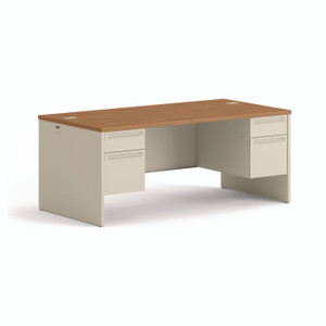 HON 38000 Series Double Pedestal Desk, 72" x 36" x 29.5", Harvest/Putty Product Image 
