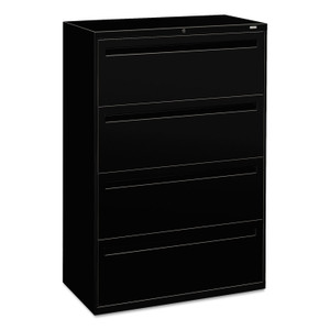 HON Brigade 700 Series Lateral File, 4 Legal/Letter-Size File Drawers, Black, 36" x 18" x 52.5" Product Image 