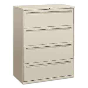 HON Brigade 700 Series Lateral File, 4 Legal/Letter-Size File Drawers, Light Gray, 42" x 18" x 52.5" Product Image 