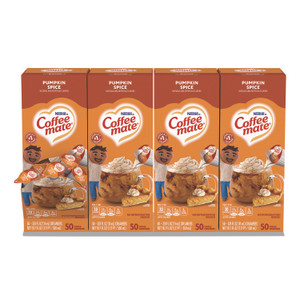 Coffee mate Liquid Coffee Creamer, Pumpkin Spice, 0.38 oz Mini Cups, 50/Box, 4 Boxes/Carton Product Image 