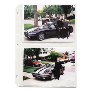 C-Line Clear Photo Pages for Four 5 x 7 Photos, 3-Hole Punched, 11.25 x 8.13, 50/Box Product Image 