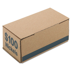 Corrugated Cardboard Coin Storage And Shipping Boxes, Denomination Printed On Side, 9.38 X 4.63 X 3.69, Blue (ICX94190087) Product Image 