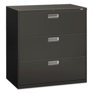 HON Brigade 600 Series Lateral File, 3 Legal/Letter-Size File Drawers, Charcoal, 42" x 18" x 39.13" View Product Image