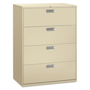 HON Brigade 600 Series Lateral File, 4 Legal/Letter-Size File Drawers, Putty, 42" x 18" x 52.5" (HON694LL) View Product Image