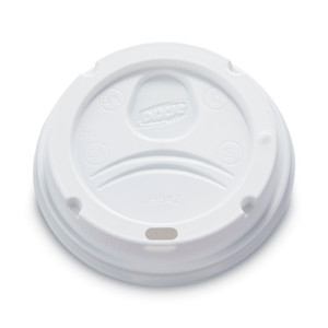 Dixie Dome Drink-Thru Lids, Fits 10 oz to 16 oz PerfecTouch Hot Cups/12 oz to 20 oz WiseSize Hot Cups, Plastic, White, 50/Pack Product Image 