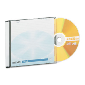 Maxell DVD-R Recordable Disc, 4.7 GB, 16x, Jewel Case, Gold, 10/Pack Product Image 