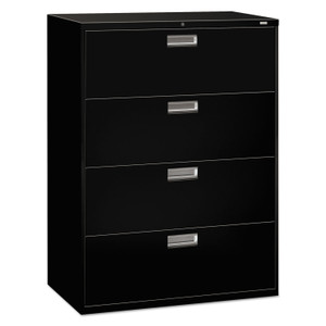 HON Brigade 600 Series Lateral File, 4 Legal/Letter-Size File Drawers, Black, 42" x 18" x 52.5" (HON694LP) View Product Image