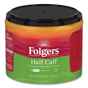 Folgers Coffee, Half Caff, 22.6 oz Canister, 6/Carton Product Image 