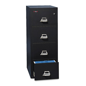 FireKing Insulated Vertical File, 1-Hour Fire Protection, 4 Letter-Size File Drawers, Black, 17.75" x 25" x 52.75" Product Image 