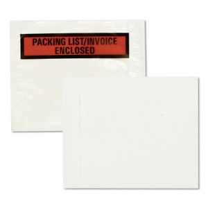Quality Park Self-Adhesive Packing List Envelope, Top-Print Front: Packing List/Invoice Enclosed, 4.5 x 5.5, Clear/Orange, 100/Box Product Image 