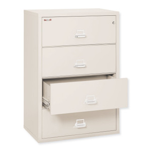 FireKing Insulated Lateral File, 4 Legal/Letter-Size File Drawers, Parchment, 37.5" x 22.13" x 52.75", 323.24 lb Overall Capacity Product Image 