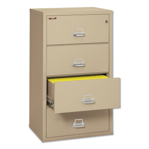 FireKing Insulated Lateral File, 4 Legal/Letter-Size File Drawers, Parchment, 31.13" x 22.13" x 52.75", 260 lb Overall Capacity Product Image 