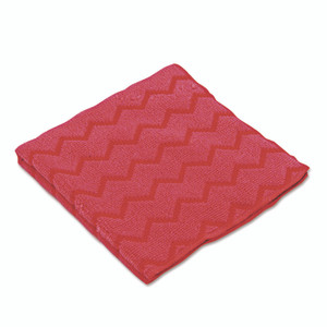 Rubbermaid Commercial HYGEN Microfiber Cleaning Cloths, 16 x 16, Red, 12/Carton Product Image 