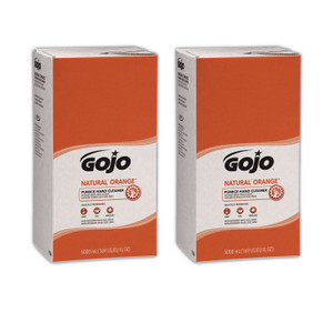 GOJO NATURAL ORANGE Pumice Hand Cleaner Refill, Citrus Scent, 5,000 mL, 2/Carton Product Image 