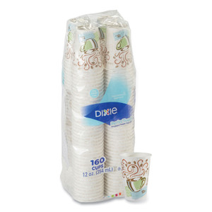Dixie PerfecTouch Paper Hot Cups, 12 oz, Coffee Haze Design, 160/Pack Product Image 