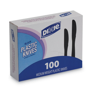 Dixie Plastic Tableware, Heavy Mediumweight Knives, Black, 100/Box Product Image 