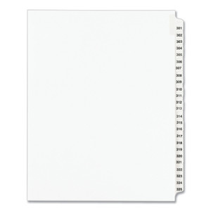 Avery Preprinted Legal Exhibit Side Tab Index Dividers, Avery Style, 25-Tab, 301 to 325, 11 x 8.5, White, 1 Set, (1342) Product Image 
