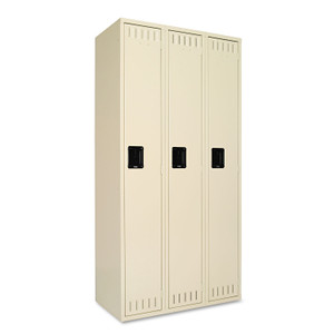 Tennsco Single-Tier Locker, Three Lockers with Hat Shelves and Coat Rods, 36w x 18d x 72h, Sand Product Image 